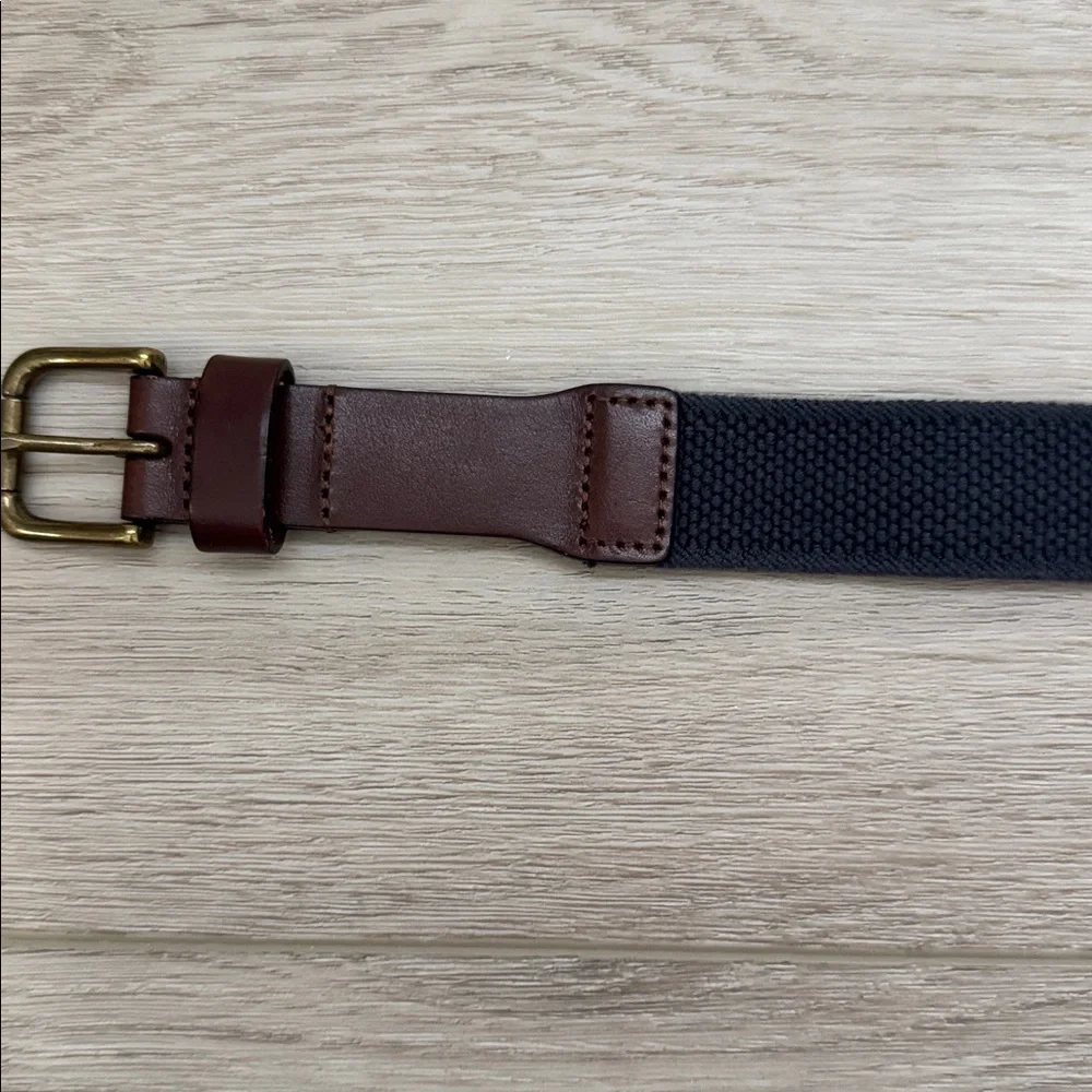Polo Ralph Lauren Brown Leather and Navy blue Woven Belt.